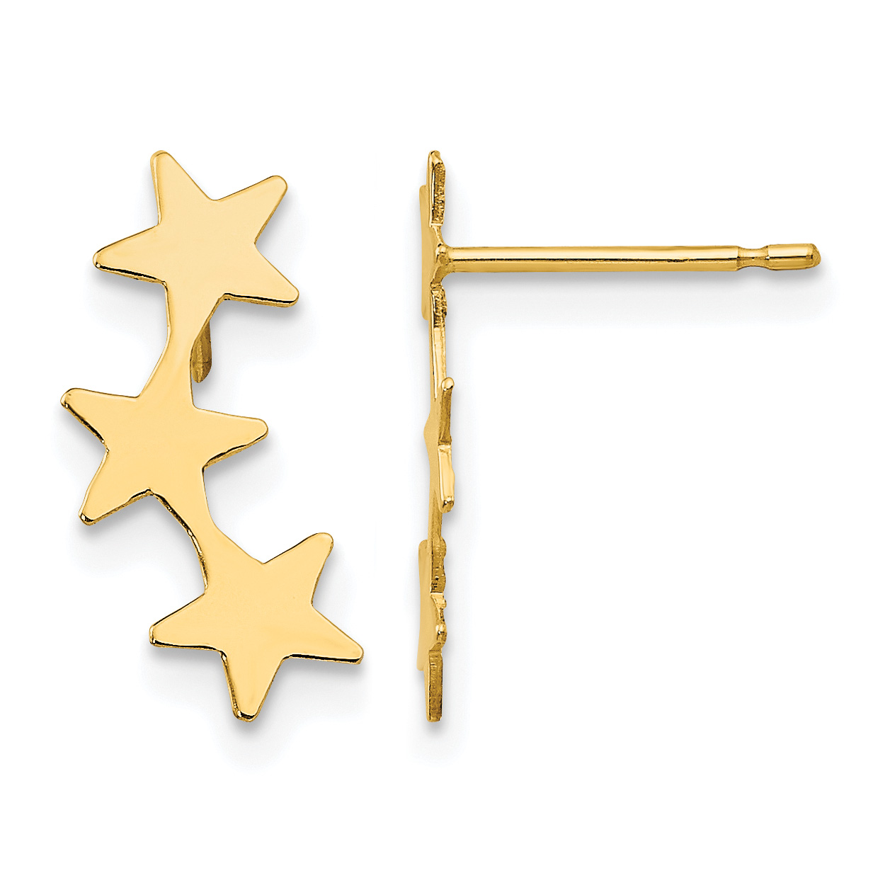 14k Madi K Polished 3-Star Post Earrings (SE457)