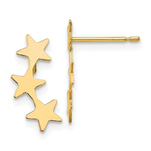 14k Madi K Polished 3-Star Childrens Post Earrings