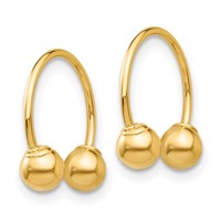 14K Yellow Gold Madi K 12mm Half Hoop Earrings with 4mm Screw-on Bead Pair of view 2