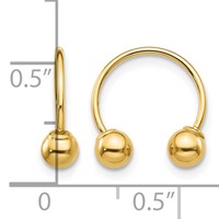 14K Yellow Gold Madi K 12mm Half Hoop Earrings with 4mm Screw-on Bead Pair of view 4
