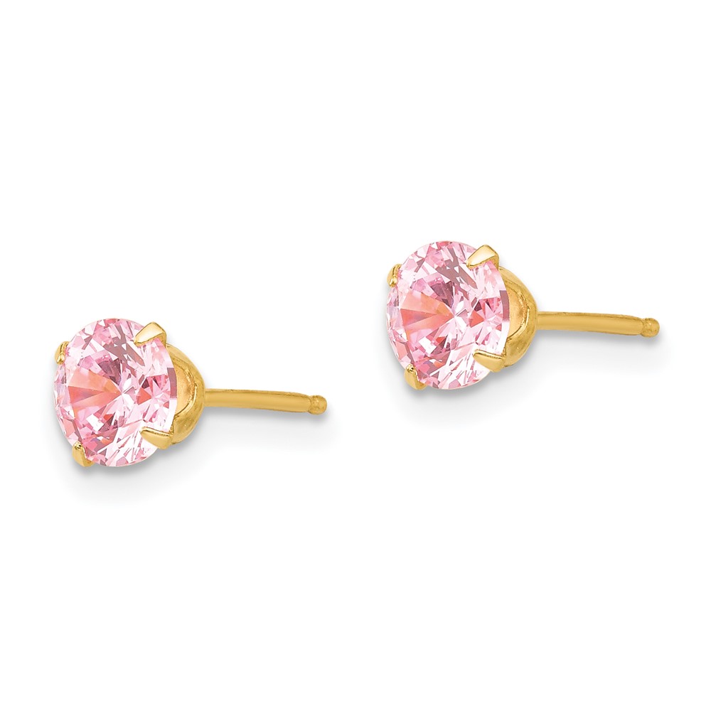 14k Madi K 5mm Pink CZ Post Earrings (SE481)