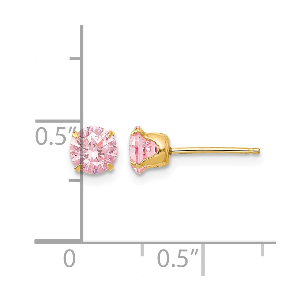 14k Madi K 5mm Pink CZ Post Earrings (SE481)