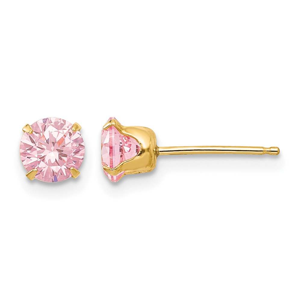 14k Madi K 5mm Pink CZ Post Earrings (SE481)