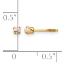 14K Yellow Gold Madi K 1-2mm White Round Freshwater Cultured Pearl Screwback Post Earrings view 4