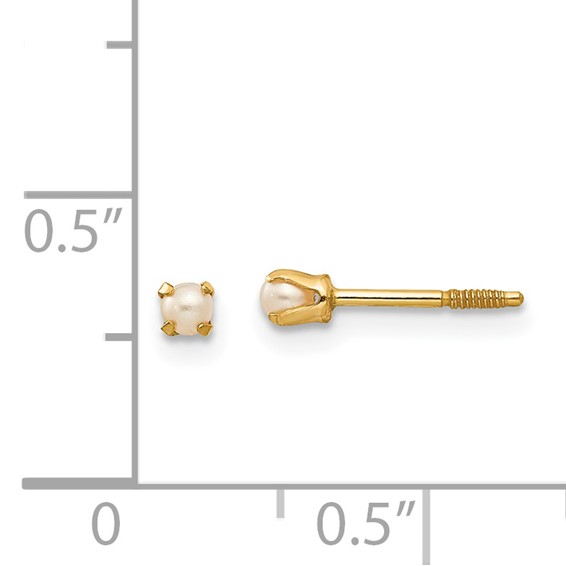 14k Madi K Baby 1-2mm White Round Freshwater Cultured Pearl Screwback Post Earrings
