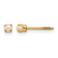 14K Yellow Gold Madi K 1-2mm White Round Freshwater Cultured Pearl Screwback Post Earrings view 1