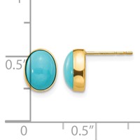 14K Yellow Gold Madi K Bezel Set Oval Turquoise Post Earrings view 4