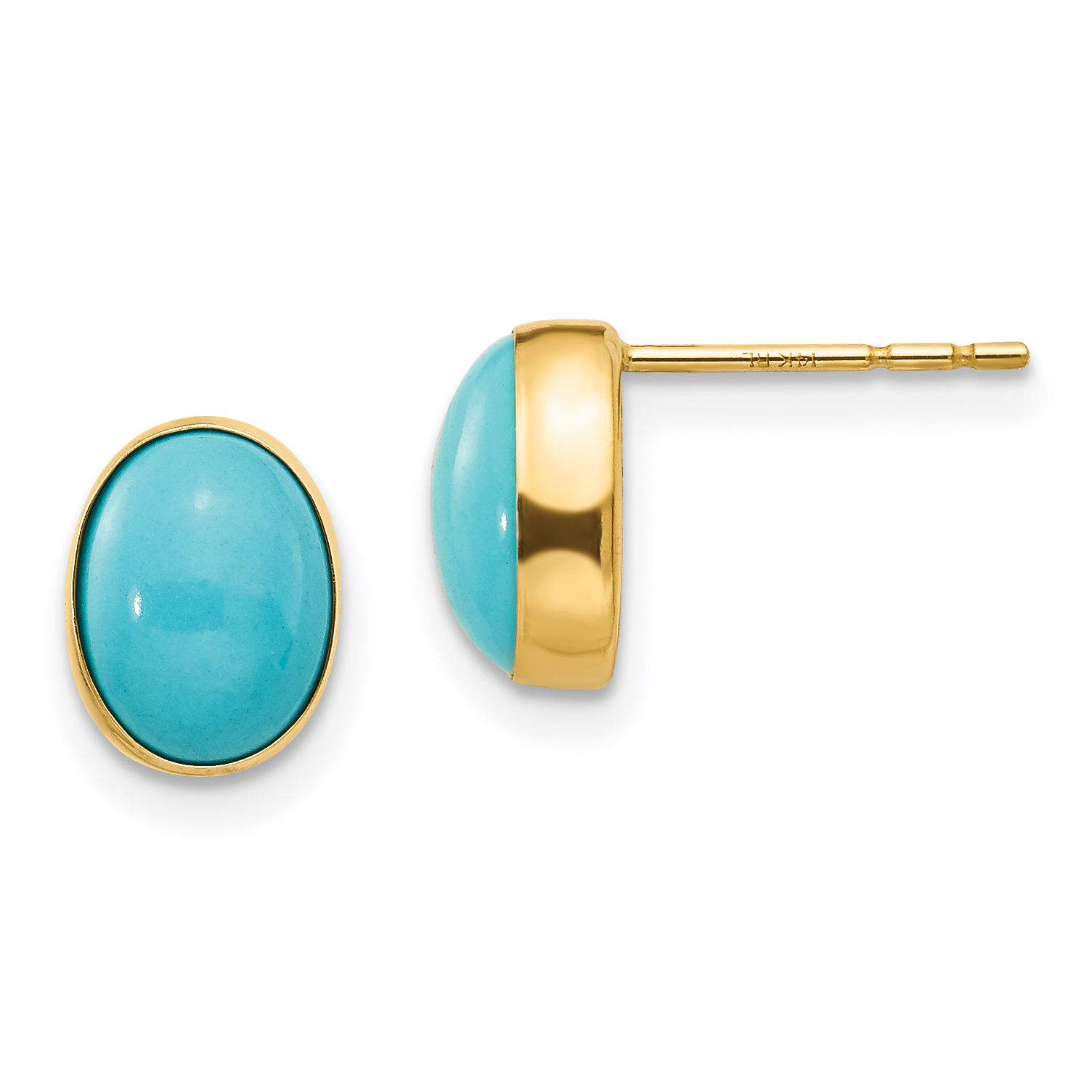 14k Madi K Bezel Set Oval Turquoise Post Earrings (SE649)
