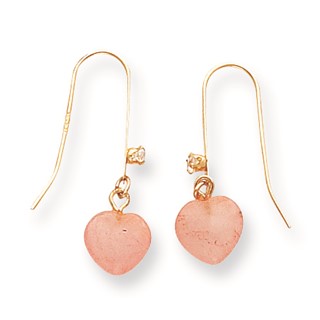 14k Rose Quartz Heart with CZ Earrings