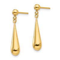 14K Yellow Gold Madi K Teardrop Dangle Post Earrings view 2