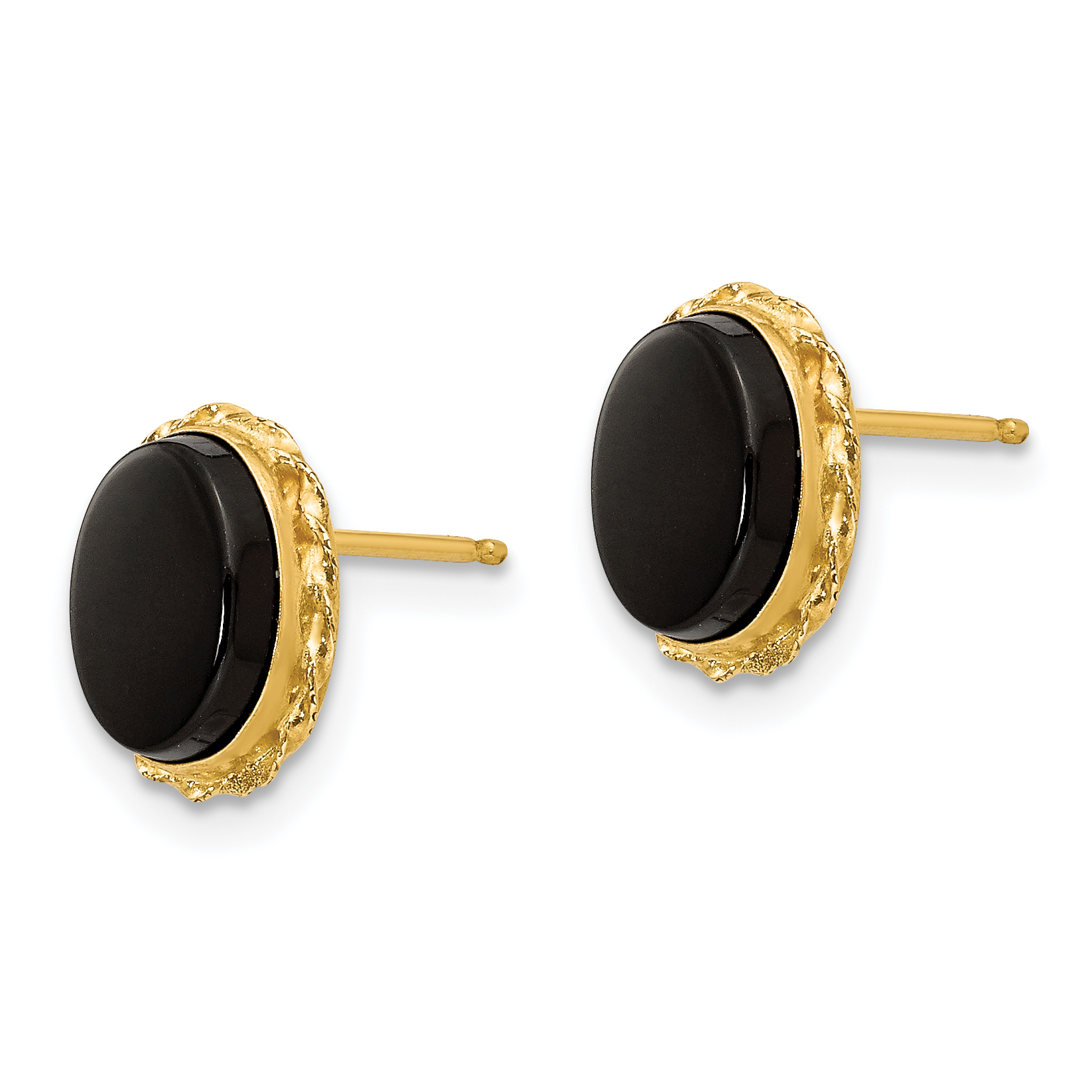 14k Madi K Bezel Onyx Earrings SE820 - Picture 2 of 5