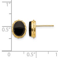 14K Yellow Gold Madi K Bezel Oval Onyx Earrings view 4