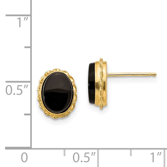 14k Madi K Bezel Oval Onyx Earrings