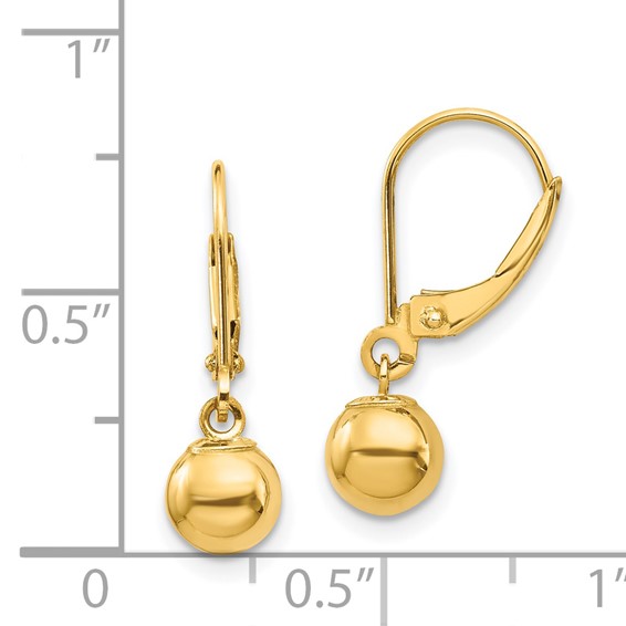 14k Madi K Dangle 6mm Bead Leverback Earrings