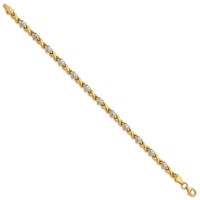 14K with White Rhodium Polished Diamond-cut X-and-Heart 7 Inch Bracelet view 2