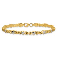 14K with White Rhodium Polished Diamond-cut X-and-Heart 7 Inch Bracelet view 3