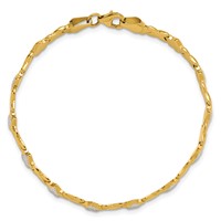 14K with White Rhodium Polished Diamond-cut X-and-Heart 7 Inch Bracelet view 5