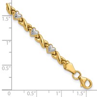 14K with White Rhodium Polished Diamond-cut X-and-Heart 7 Inch Bracelet view 4