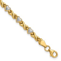 14K with White Rhodium Polished Diamond-cut X-and-Heart 7 Inch Bracelet view 1