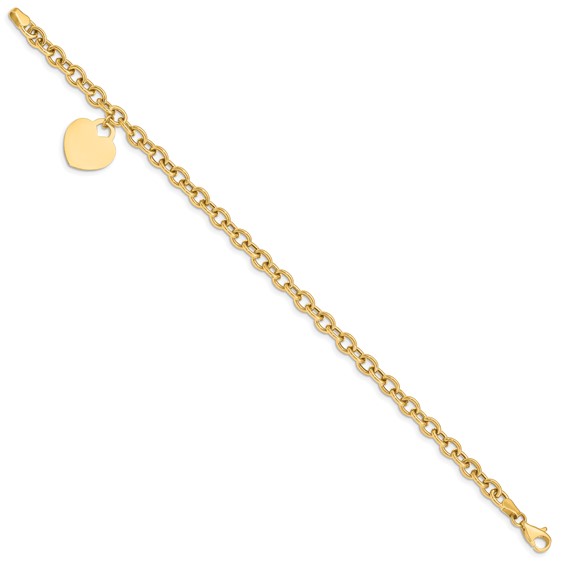 Gold Polished Engraveable Heart Bracelets