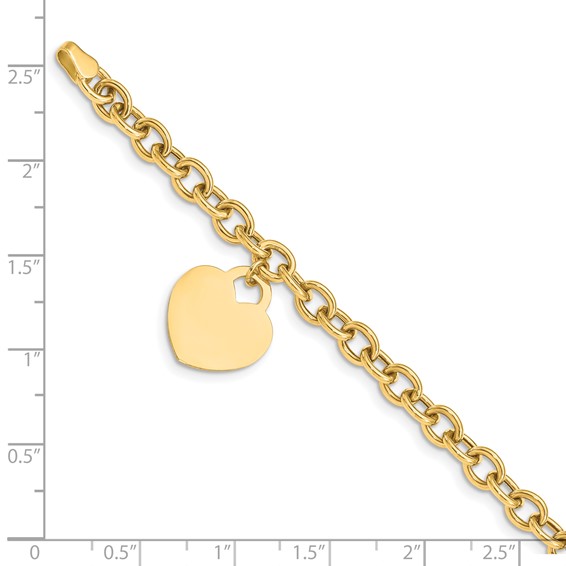 Gold Polished Engraveable Heart Bracelets