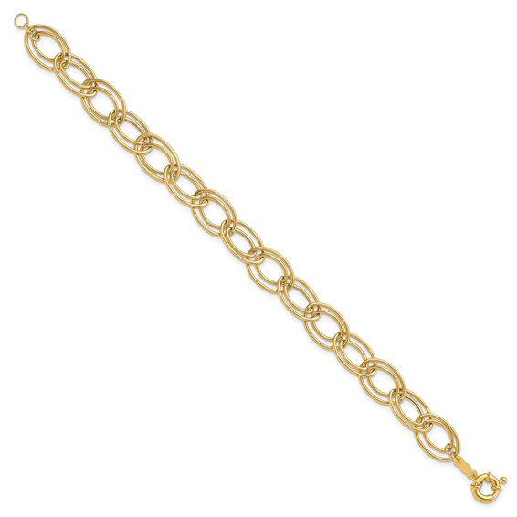 14K Polished 11mm Fancy Double Oval Link 7.5 inch Bracelet