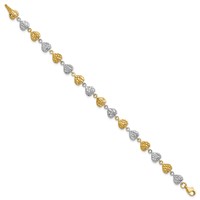 14K Two-tone Hammered Hearts Bracelet - 7in view 2