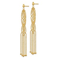 14K Yellow Gold Fringe Beaded Chain Dangle French Hook Earrings view 2