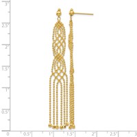 14K Yellow Gold Fringe Beaded Chain Dangle French Hook Earrings view 4