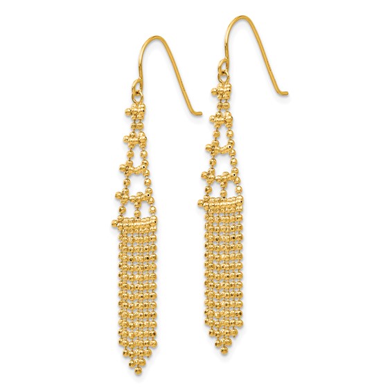 14K Fringe Beaded Dangle French Hook Earrings
