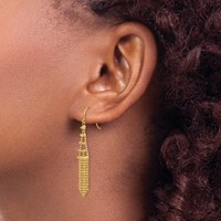 14K Fringe Beaded Dangle French Hook Earrings view 3