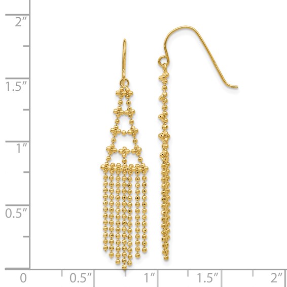 14K Fringe Beaded Dangle French Hook Earrings