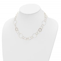 14K Yellow Gold Polished Diamond-cut and Textured Circles Necklace, 18" view 4