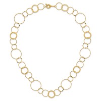 14K Yellow Gold Polished Diamond-cut and Textured Circles Necklace, 18" view 3