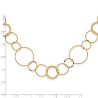 14K Yellow Gold Polished Diamond-cut and Textured Circles Necklace, 18" view 2