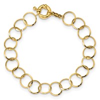 14K Yellow Gold Polished Circle Chain Bracelet, 7.5" view 4