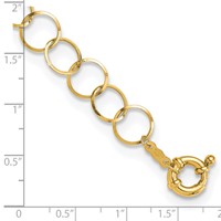 14K Yellow Gold Polished Circle Chain Bracelet, 7.5" view 3