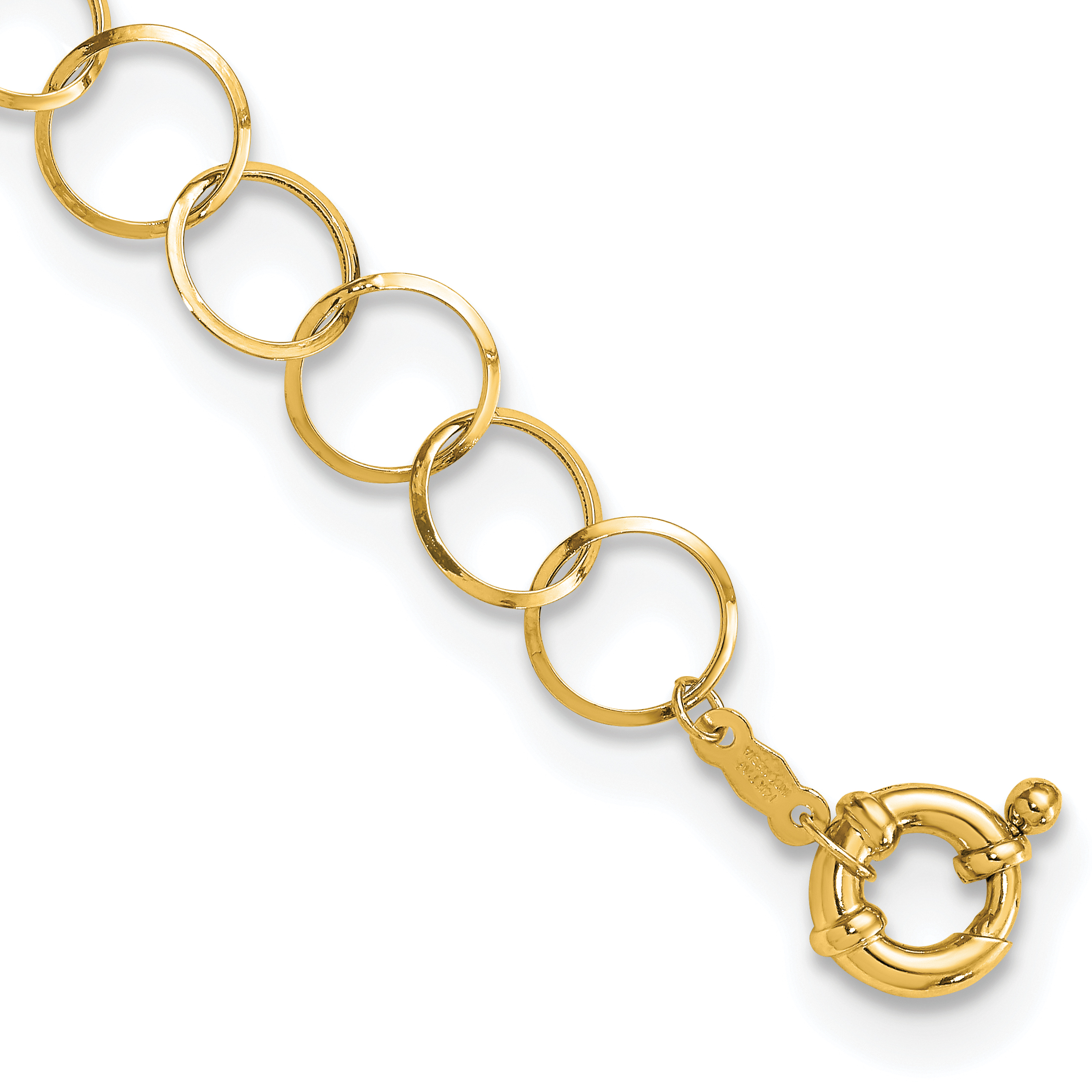 14K Polished Circle Chain 7.5 inch Bracelet (SF1670-7.5)