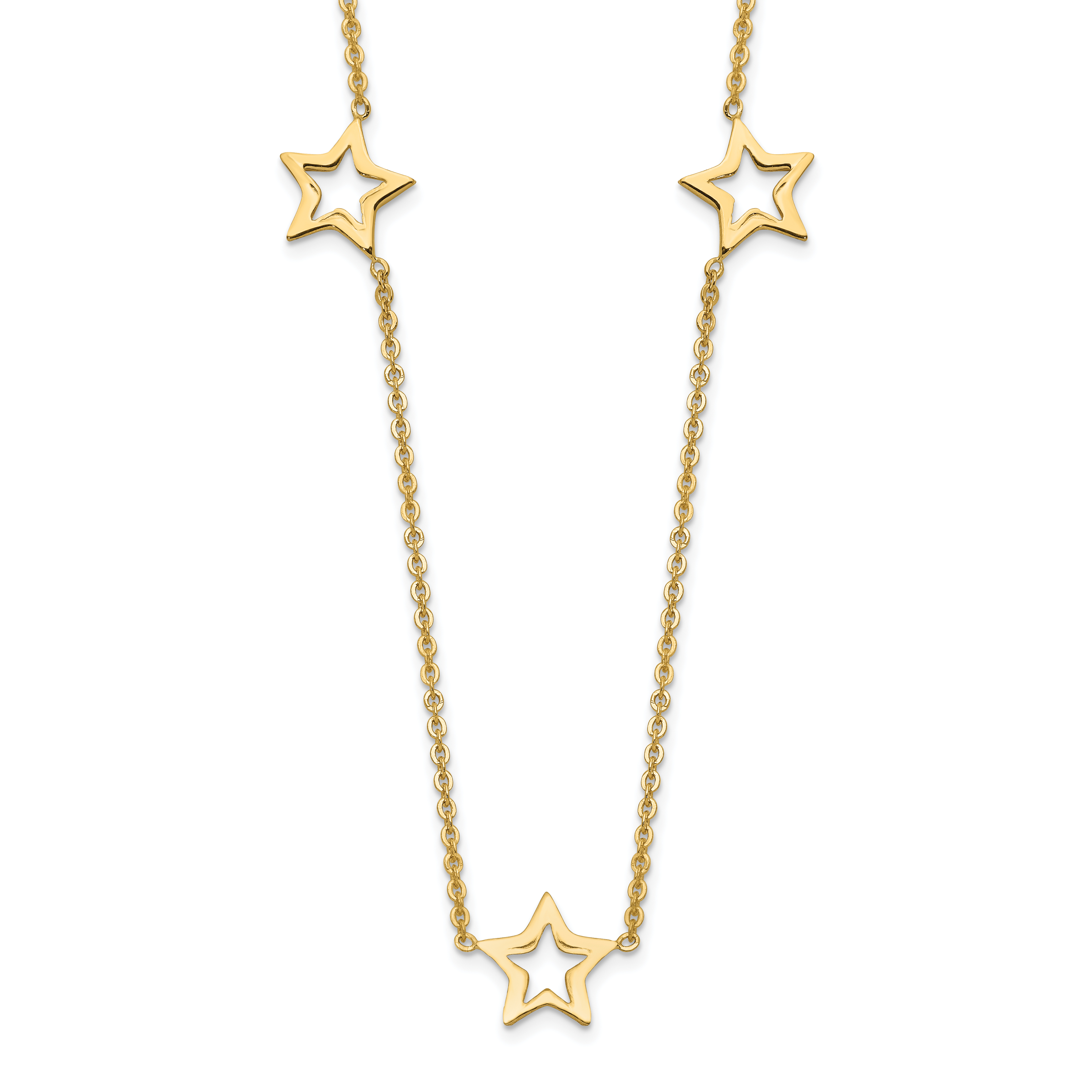 14K Open Stars 16 inch Necklace Plus 2 inch Extension (SF1724-16)