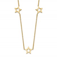 14K Yellow Gold Open Stars Necklace Plus 2 Inch Extension, 16" view 1