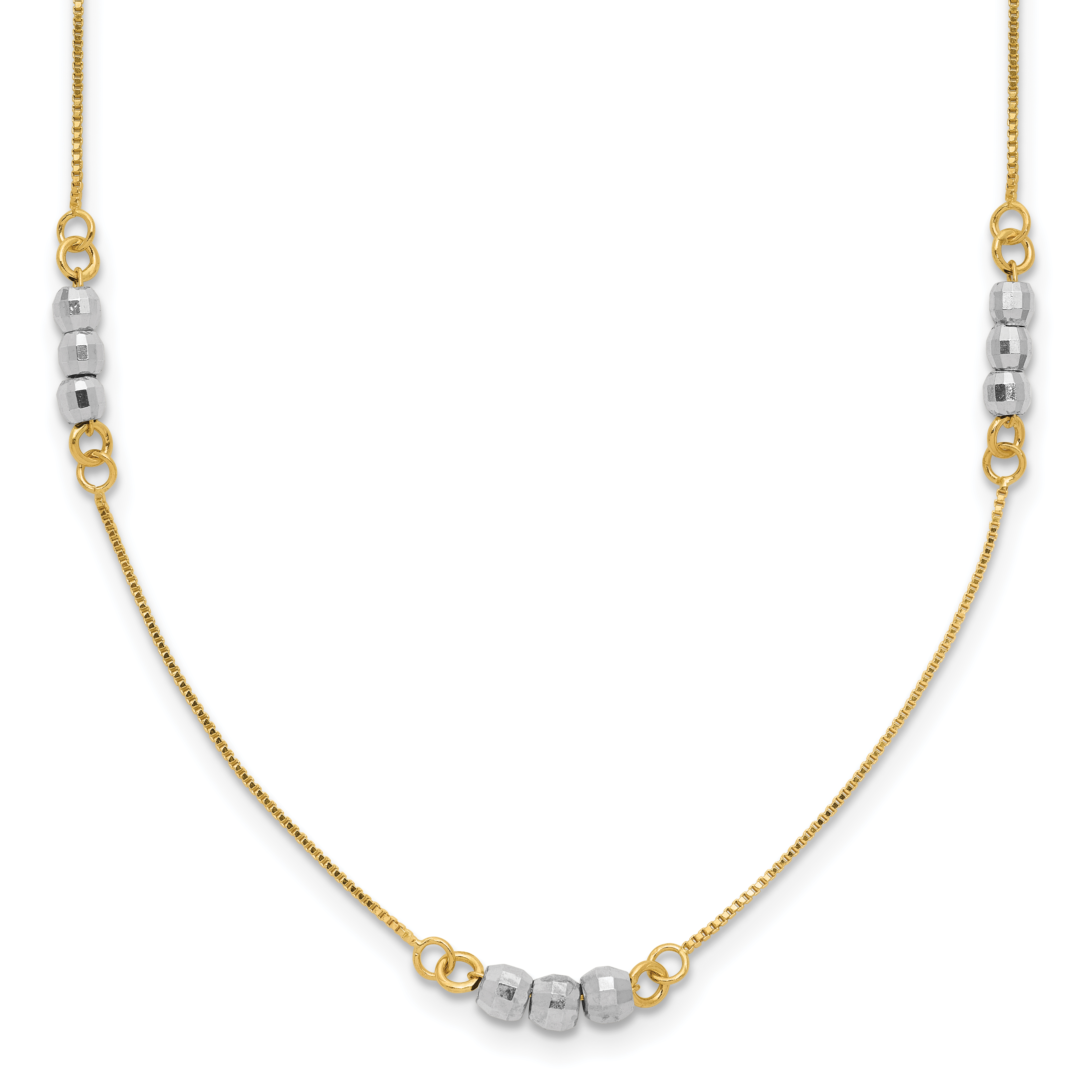 14K Two-Tone Mirror Beaded 18 inch Station Necklace (SF1732-18)