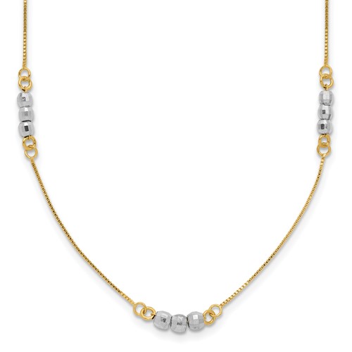 14K Two-Tone Mirror Beaded Station Necklace, 18"