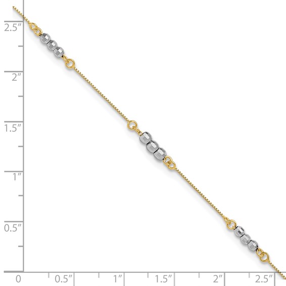 14K Two-Tone Mirror Beaded 7.25 inch Bracelet