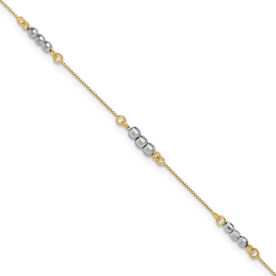 14K Two-Tone Mirror Beaded 7.25 inch Bracelet