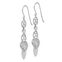 14K White Gold WG Dangle Heart Earrings view 2