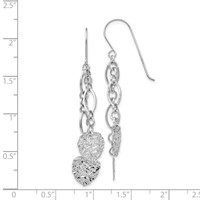 14K White Gold WG Dangle Heart Earrings view 4