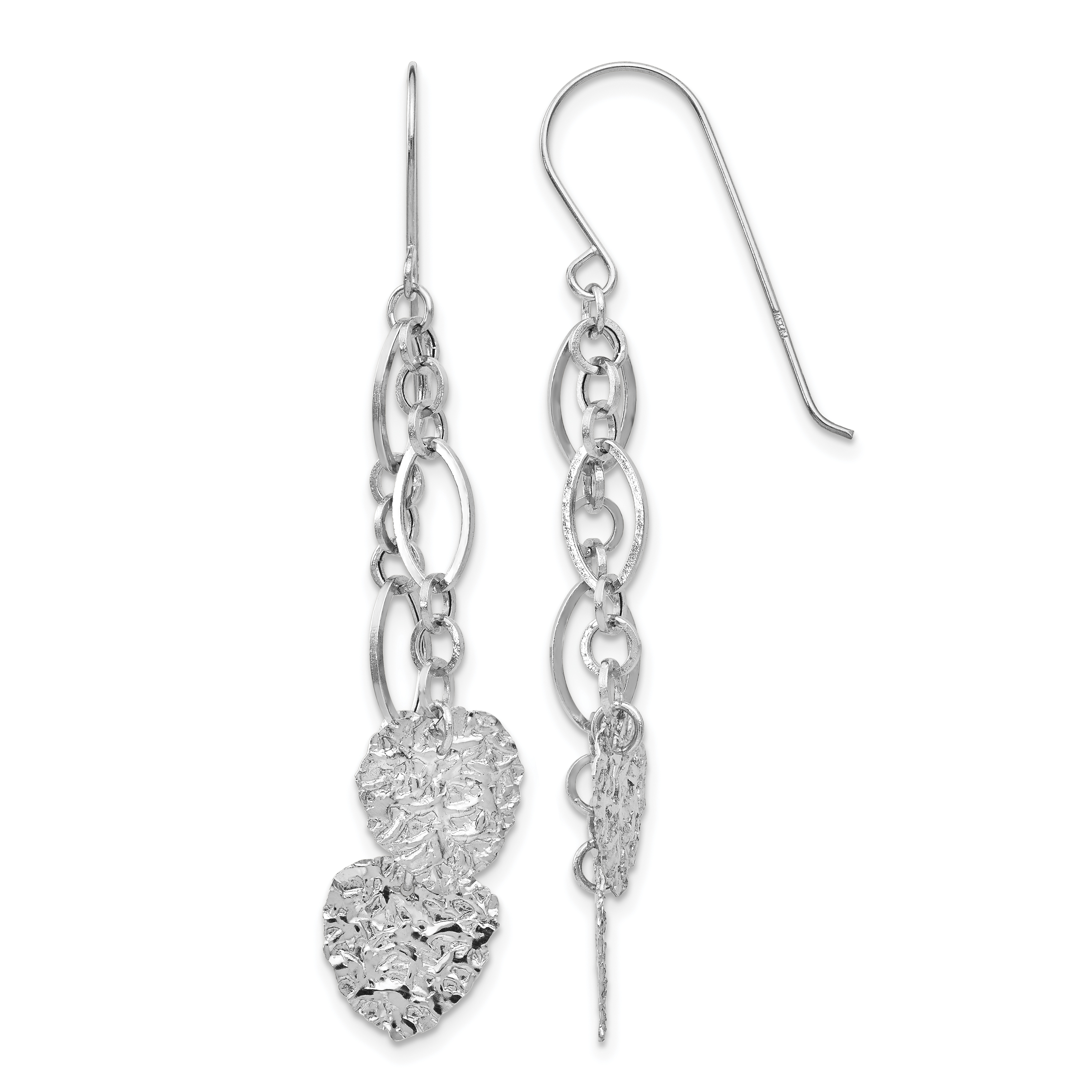 14K WG Dangle Heart Earrings (SF1746)
