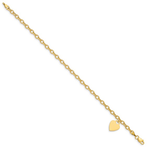 Gold Polished Engraveable Heart Bracelets