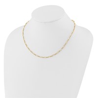 14K Yellow Gold Polished 3mm Fancy Oval and Round Link Necklace, 18" view 2