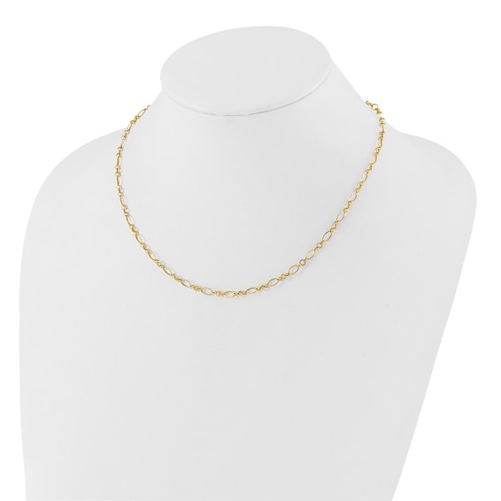 14k Polished 3mm Fancy Oval and Round Link 18 inch Necklace